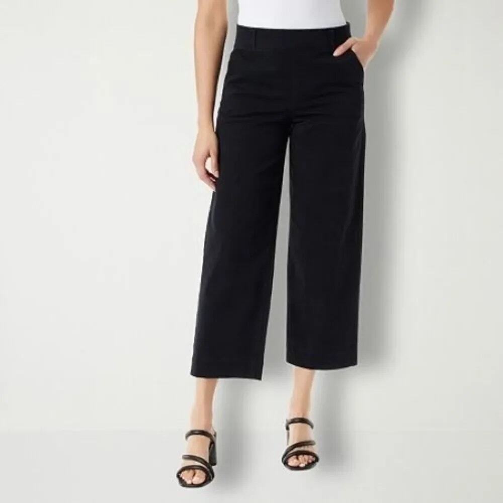 NWT Gloria Vanderbilt Black Shape Effect Wide Leg Crop Pants Women's Size 18